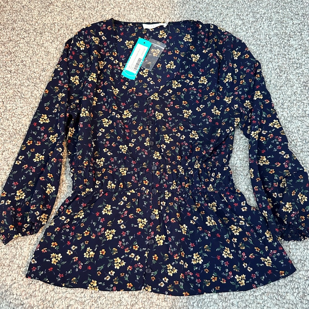 Joyce Button Detail Peplum Blouse